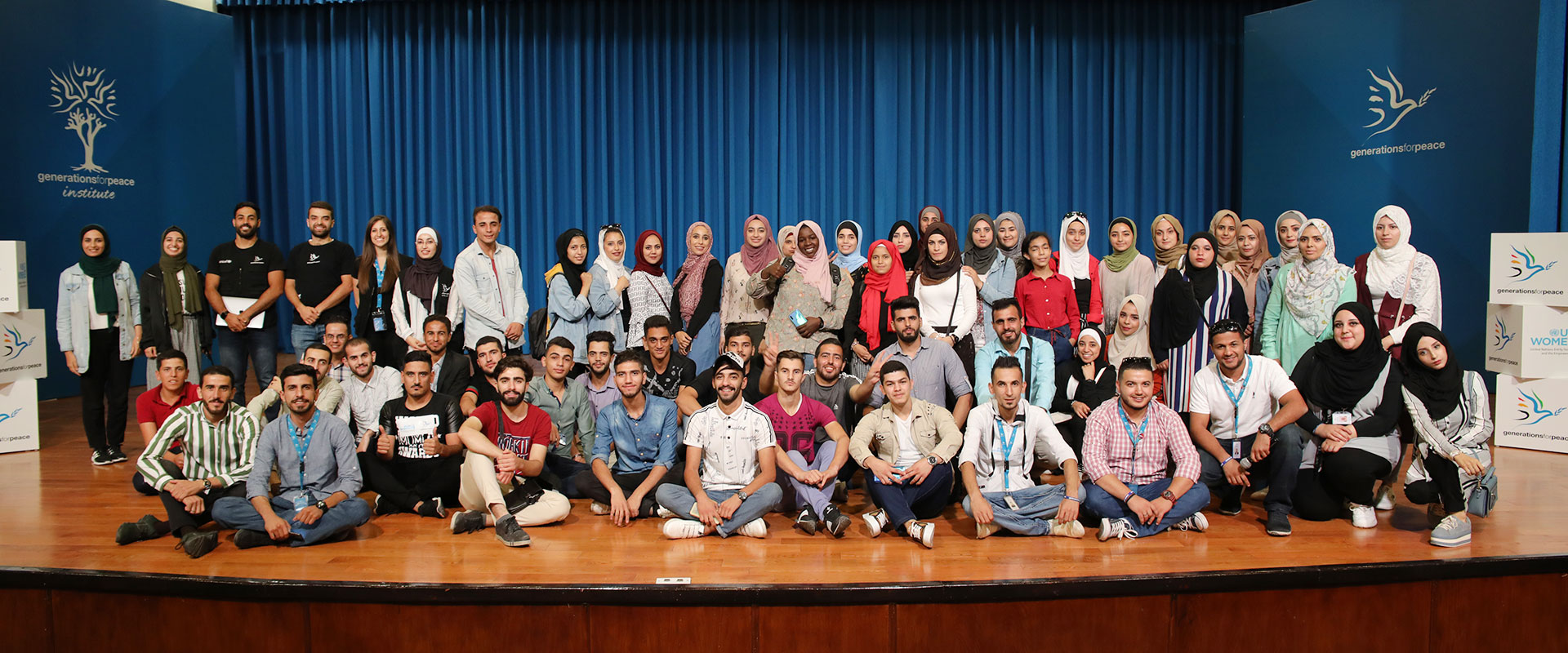 Youth from different cities in Jordan participate in an advocacy campaign on gender and gender roles hosted by Generations For Peace in partnership with UN Women Jordan in September 2019. Photo: Generations for Peace/Ahmad Albakri