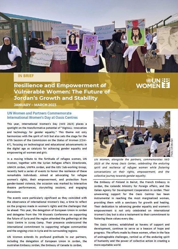 In Brief | Resilience and Empowerment of Vulnerable Women: The Future of Jordan’s Growth and Stability | April – June 2021