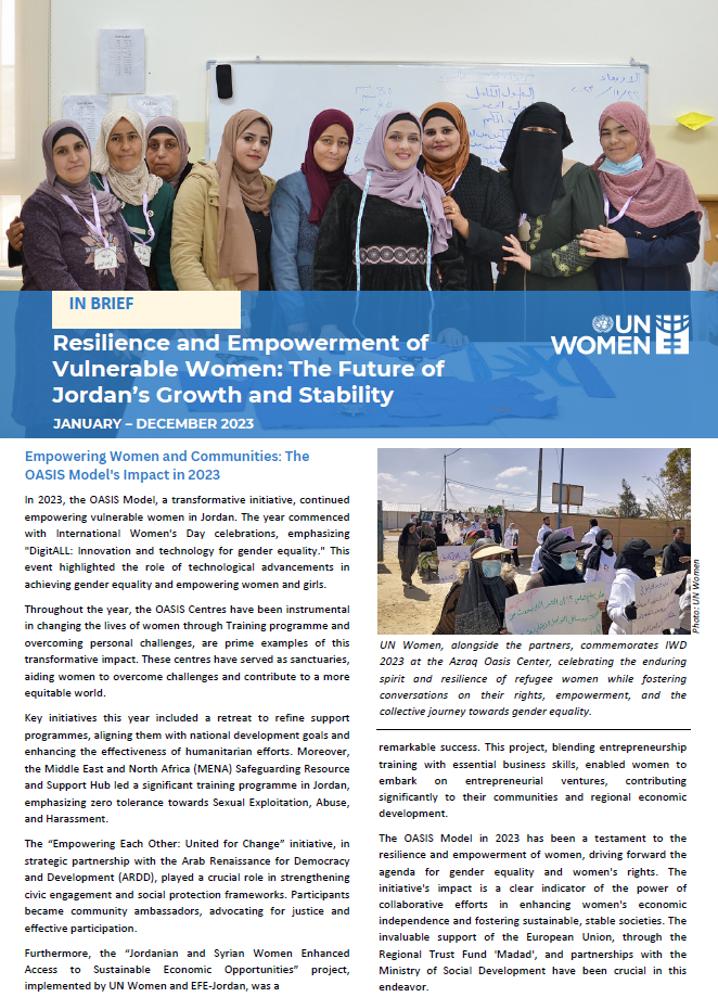 In Brief | Resilience and Empowerment of Vulnerable Women: The Future of Jordan’s Growth and Stability | January – December 2023