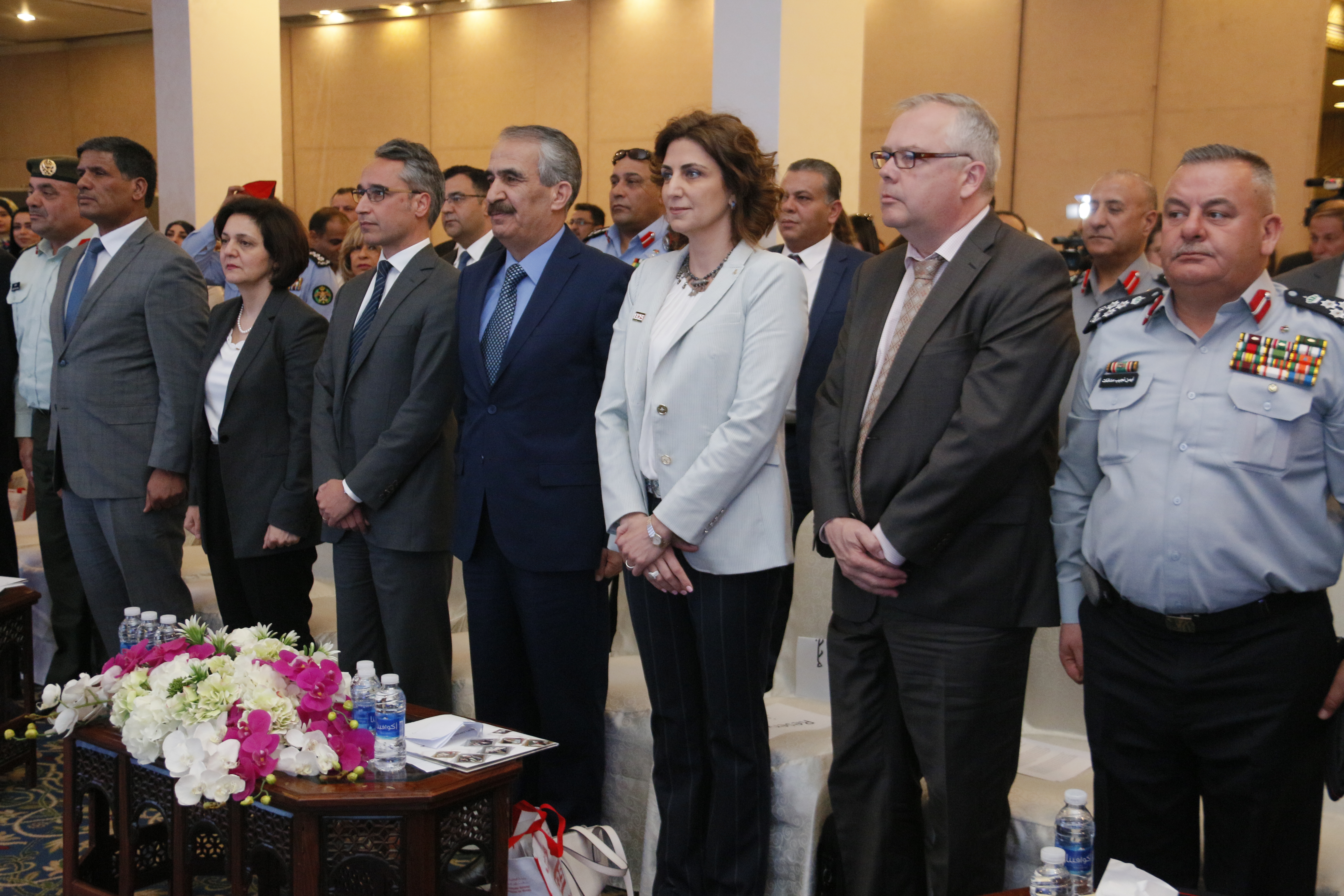 The launch was comprised of official representatives who provided speeches throughout the event including; Representative to the Chairman of the Joint Chief of Staff, Jordanian Armed Forces, Arab Army, L.T. General Mahmoud Freihat; Minister of Social Development, H.E Mrs. Hala Latouf; UN Women Jordan, Country Representative, Mr. Ziad Sheikh; The Minister of Interior Jordan, H.E Mr. Samir Mubaidin; Secretary General of the Jordanian National Committee for Women, Dr. Salma Al-Nims; The Ambassador of the Republic of Finland to Lebanon and Jordan, H.E Mr. Matti Lassila and Director of the Syrian Refugees' Affairs Department, Mr. Ahmad Kfaween.