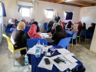 Samaher, 35, attends a civic engagement session led by ARDD in partnership with UN Women in Za’atari refugee camp, Jordan. Photo: ARDD